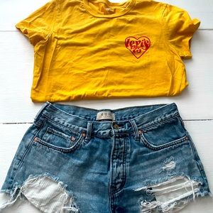 Levi’s top and Free people shorts